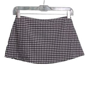 Andie Swim The Skirt Skirted Bikini Bottoms Black and White Gingham Plaid XS
